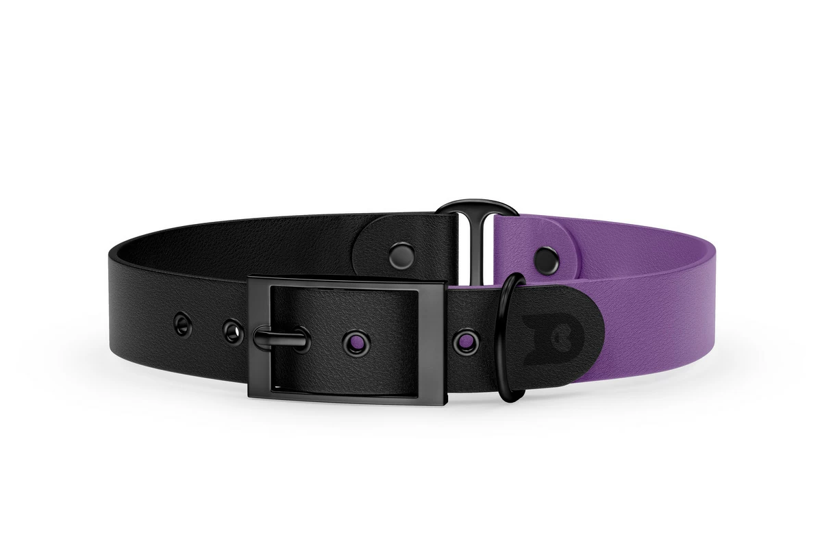 Obojek pro psa Duo - černá / purpurová s černými komponenty