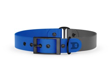 Obojek pro psa Duo - modrá / šedá s černými komponenty