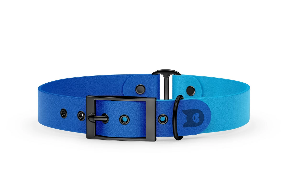 Obojek pro psa Duo - modrá / světle modrá s černými komponenty