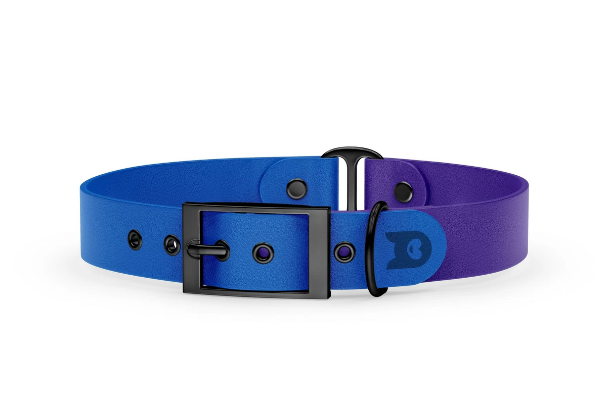 Obojek pro psa Duo - modrá / fialová s černými komponenty