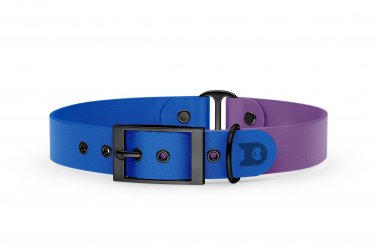 Obojek pro psa Duo - modrá / purpurová s černými komponenty