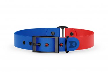 Obojek pro psa Duo - modrá / červená s černými komponenty
