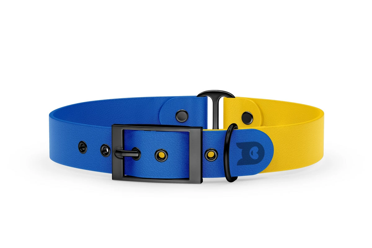 Obojek pro psa Duo - modrá / žlutá s černými komponenty