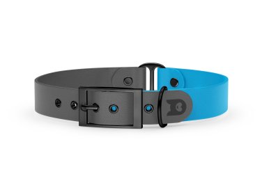 Obojek pro psa Duo - šedá / světle modrá s černými komponenty