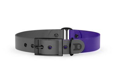 Obojek pro psa Duo - šedá / fialová s černými komponenty