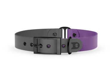 Obojek pro psa Duo - šedá / purpurová s černými komponenty