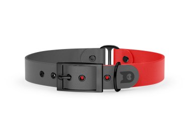 Obojek pro psa Duo - šedá / červená s černými komponenty