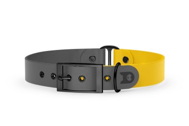 Obojek pro psa Duo - šedá / žlutá s černými komponenty
