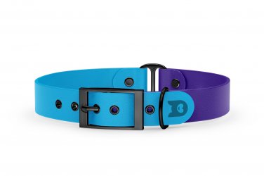 Obojek pro psa Duo - světle modrá / fialová s černými komponenty
