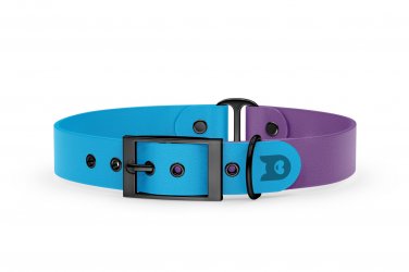 Obojek pro psa Duo - světle modrá / purpurová s černými komponenty