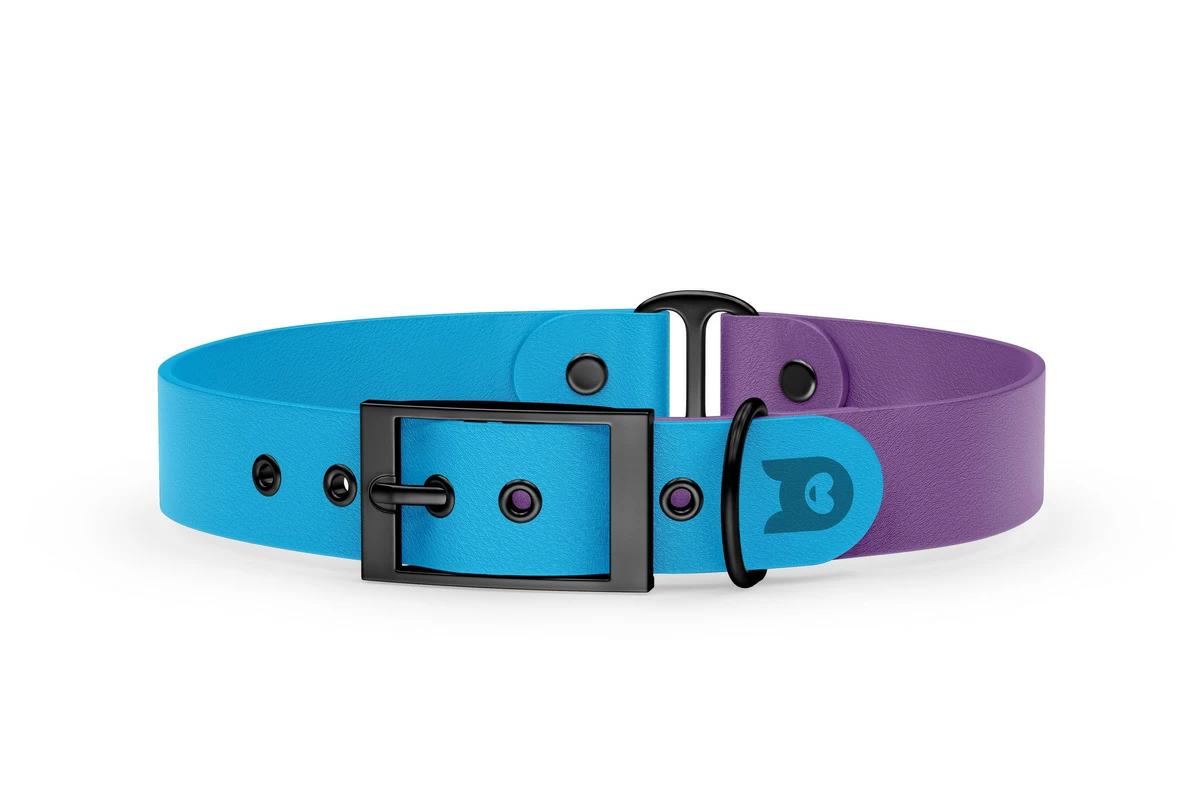 Obojek pro psa Duo - světle modrá / purpurová s černými komponenty