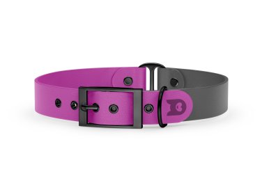 Obojek pro psa Duo - světle fialová / šedá s černými komponenty