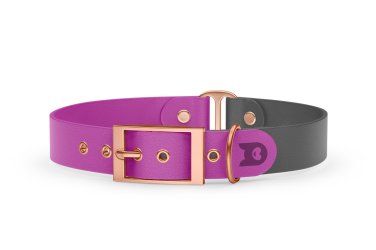 Obojek pro psa Duo - světle fialová / šedá s růžově zlatými komponenty