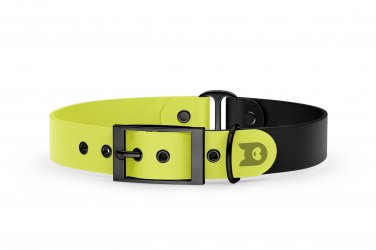 Obojek pro psa Duo - neonově žlutá / černá s černými komponenty