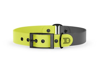 Obojek pro psa Duo - neonově žlutá / šedá s černými komponenty
