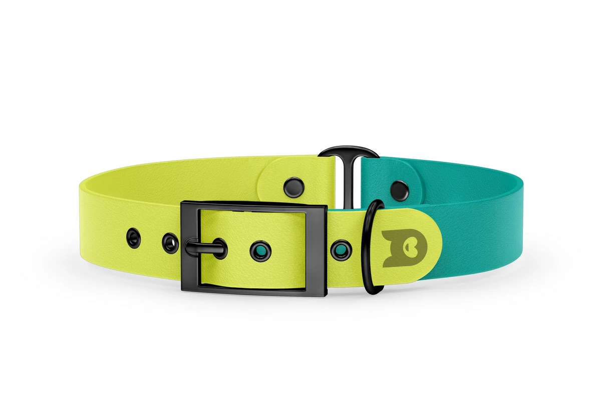 Obojek pro psa Duo - neonově žlutá / pastelově zelená s černými komponenty