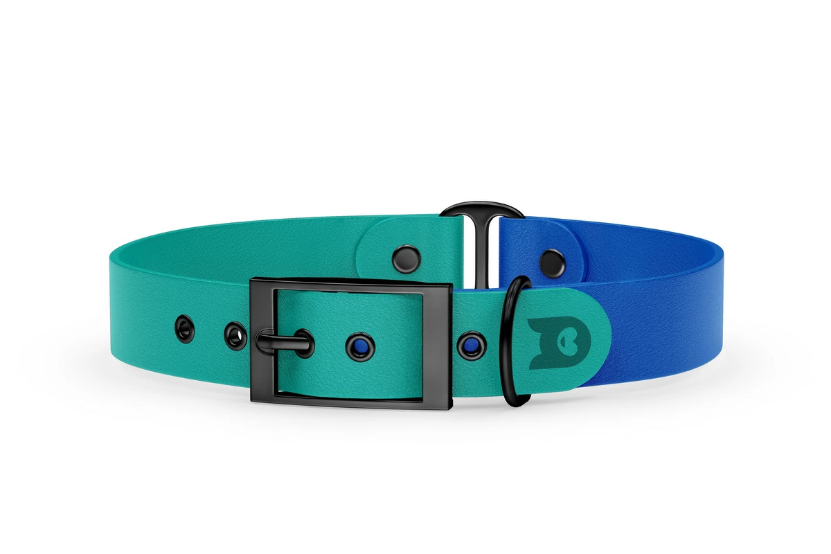 Obojek pro psa Duo - pastelově zelená / modrá s černými komponenty