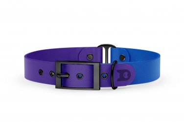 Obojek pro psa Duo - fialová / modrá s černými komponenty