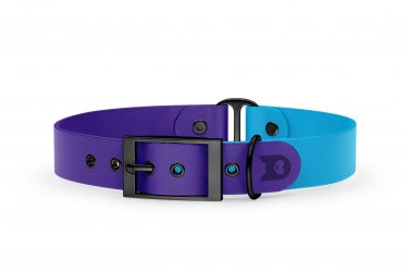Obojek pro psa Duo - fialová / světle modrá s černými komponenty