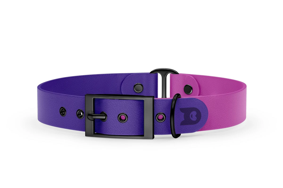Obojek pro psa Duo - fialová / světle fialová s černými komponenty