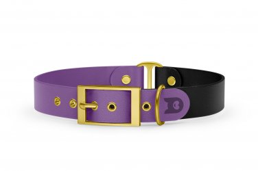 Obojek pro psa Duo - purpurová / černá se zlatými komponenty