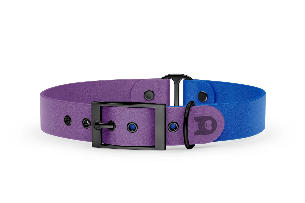 Obojek pro psa Duo - purpurová / modrá s černými komponenty