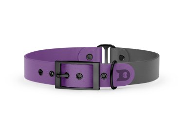 Obojek pro psa Duo - purpurová / šedá s černými komponenty
