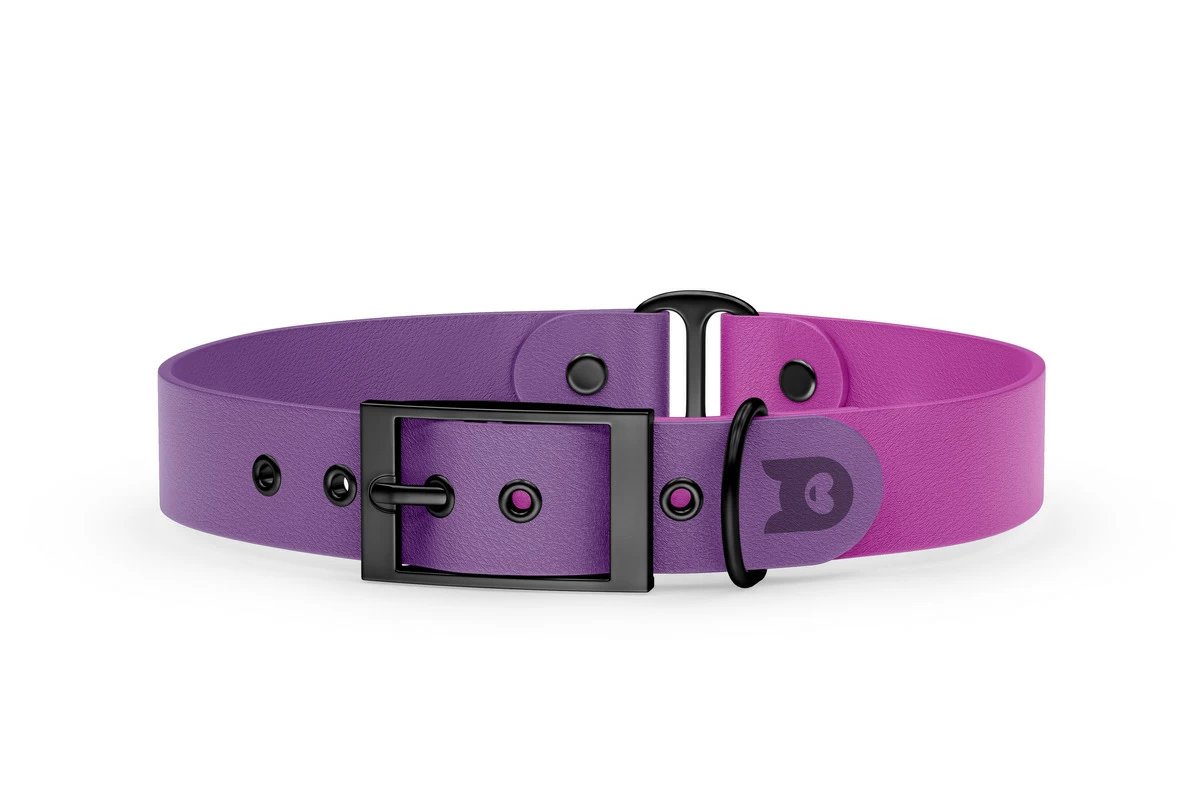 Obojek pro psa Duo - purpurová / světle fialová s černými komponenty