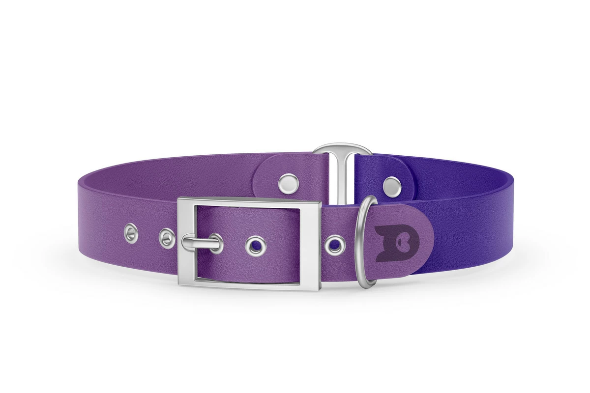 Obojek pro psa Duo - purpurová / fialová se stříbrnými komponenty