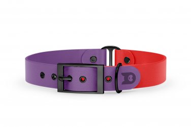 Obojek pro psa Duo - purpurová / červená s černými komponenty