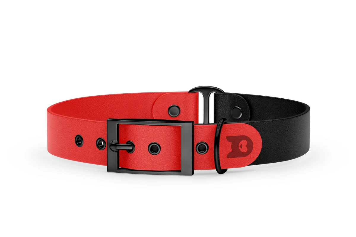 Obojek pro psa Duo - červená / černá s černými komponenty