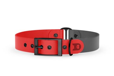 Obojek pro psa Duo - červená / šedá s černými komponenty