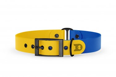 Obojek pro psa Duo - žlutá / modrá s černými komponenty