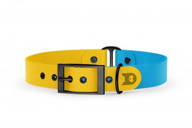 Obojek pro psa Duo - žlutá / světle modrá s černými komponenty
