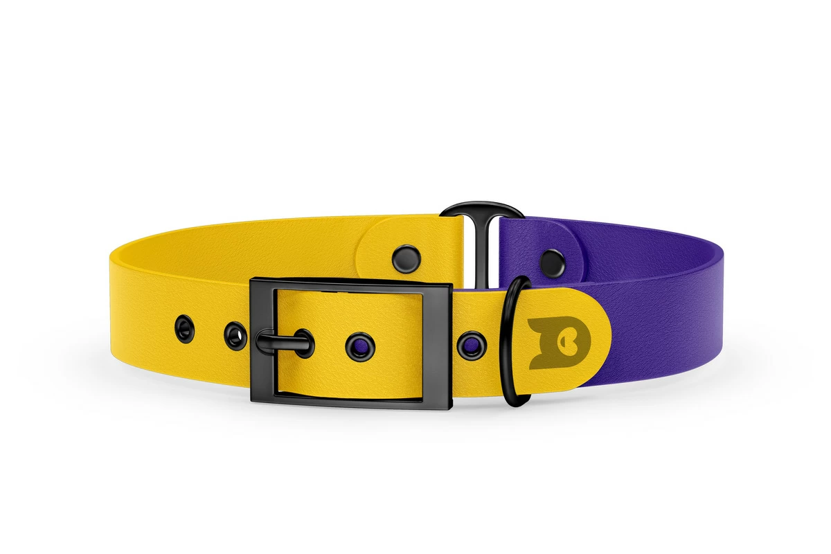 Obojek pro psa Duo - žlutá / fialová s černými komponenty