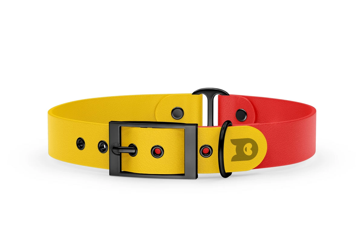 Obojek pro psa Duo - žlutá / červená s černými komponenty