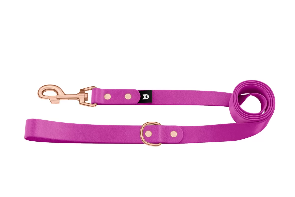 Vodítko pro psa Basic - světle fialové s růžově zlatými komponenty