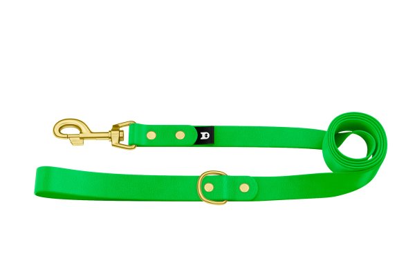 Vodítko pro psa Basic - neonově zelené se zlatými komponenty