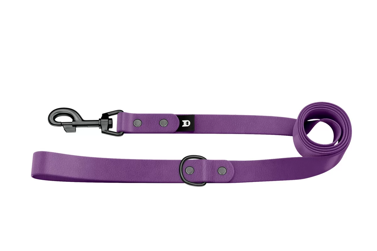 Vodítko pro psa Basic - purpurové s černými komponenty