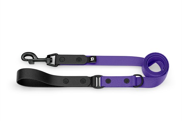Vodítko pro psa Duo - černé / purpurové s černými komponenty