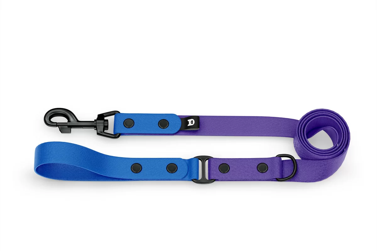 Vodítko pro psa Duo - modré / fialové s černými komponenty