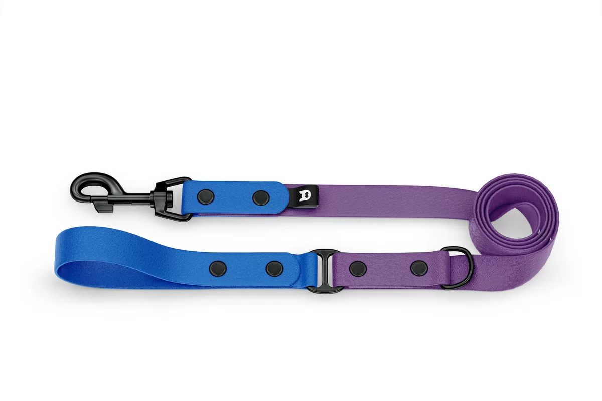 Vodítko pro psa Duo - modré / purpurové s černými komponenty