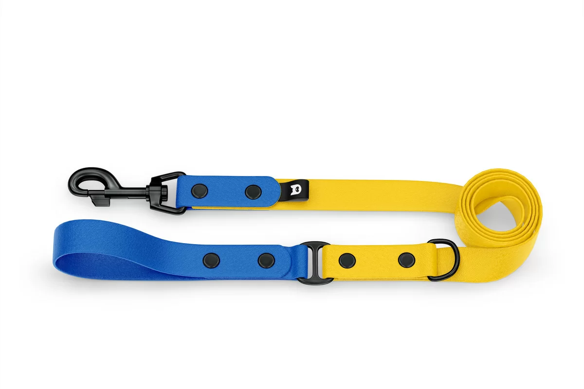 Vodítko pro psa Duo - modré / žluté s černými komponenty