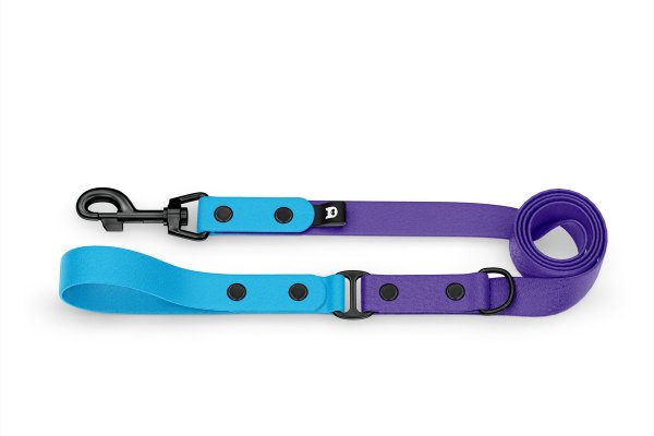 Vodítko pro psa Duo - světle modré / purpurové s černými komponenty