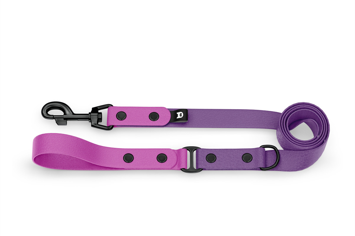 Vodítko pro psa Duo - světle fialové / purpurové s černými komponenty