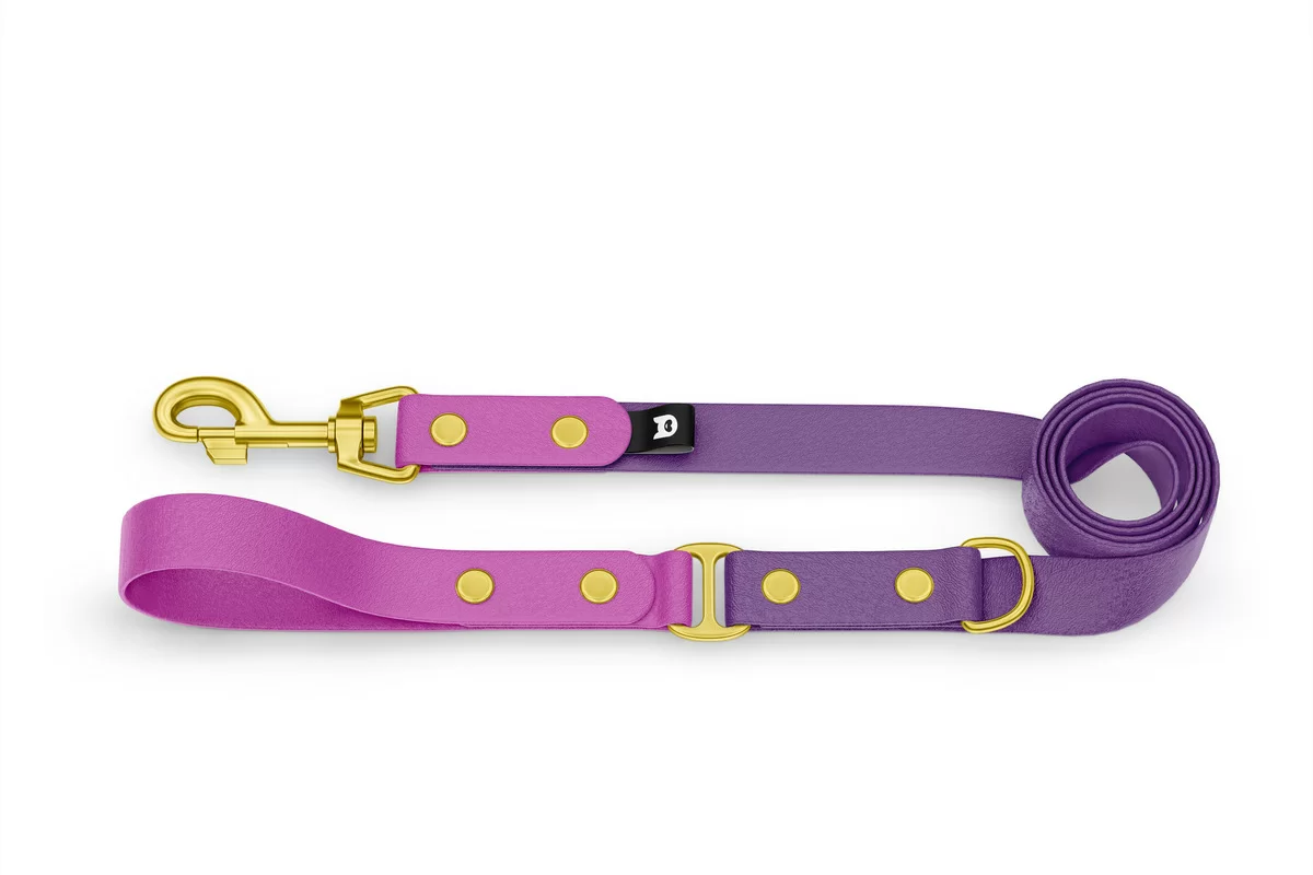 Vodítko pro psa Duo - světle fialové / purpurové se zlatými komponenty