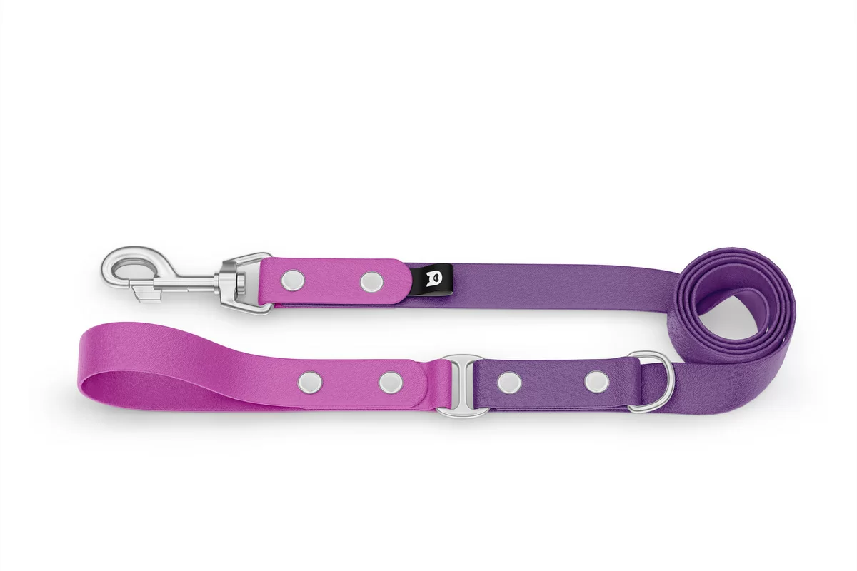 Vodítko pro psa Duo - světle fialové / purpurové se stříbrnými komponenty