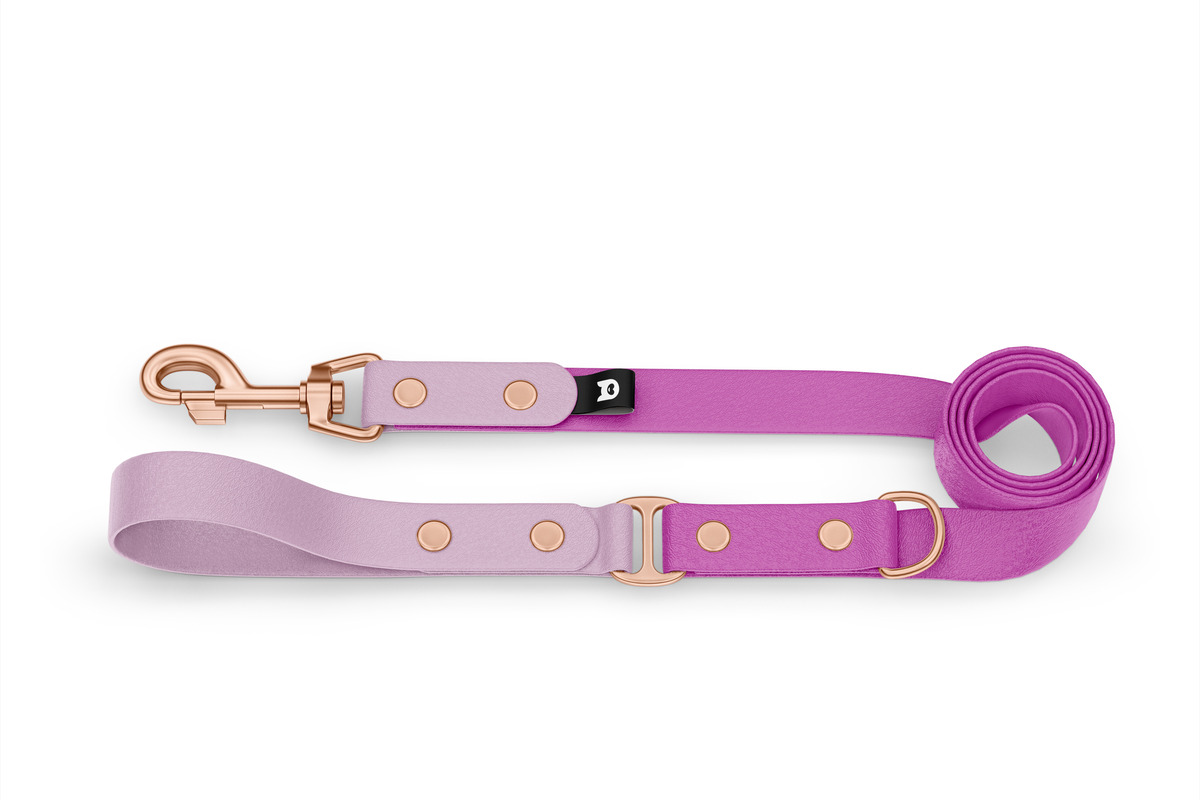 Foto Vodítko pro psa Duo - šeříkové / světle fialové s růžově zlatými komponenty