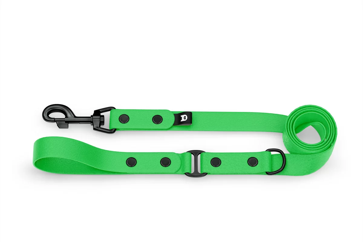 Vodítko pro psa Duo - neonově zelené / neonově zelené s černými komponenty