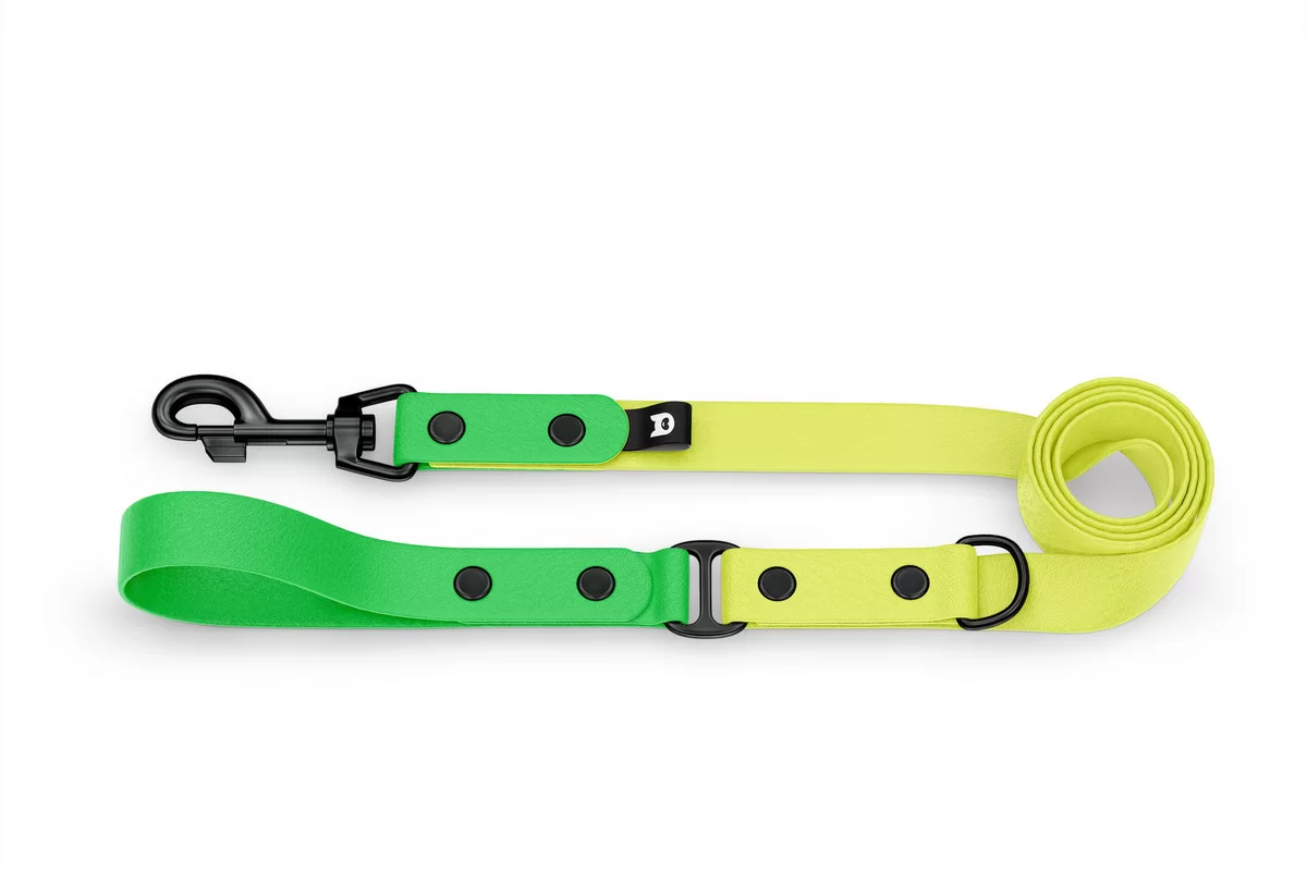 Vodítko pro psa Duo - neonově zelené / neonově žluté s černými komponenty